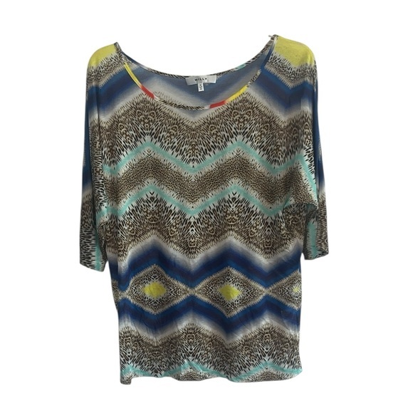 Milly Chevron Leopard Print Top Size Medium - Picture 1 of 9